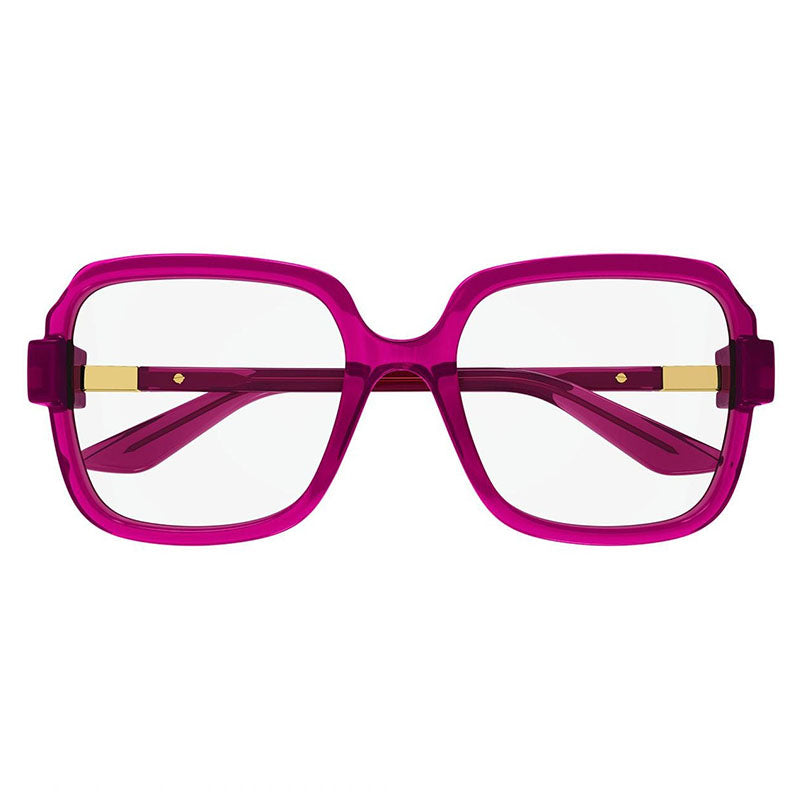 Gucci Eyeglasses Square Full Rim, Transparent Dark Cyclamen Frame and Clear Demo Lenses Lens GG1433O003