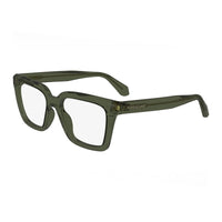 Salvatore Ferragamo Eyeglasses Square Full Rim, Transparent Khaki Frame and Clear Demo Lenses Lens SF2985320
