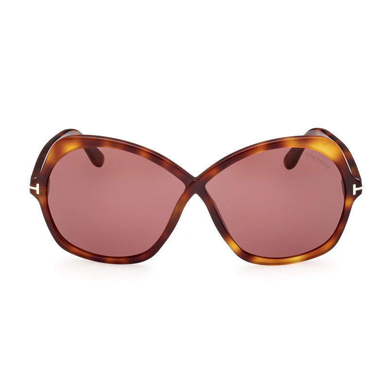 Tom Ford Sunglasses Butterfly Full Rim, Dark Havana Frame and Violet Lens FT101352Y