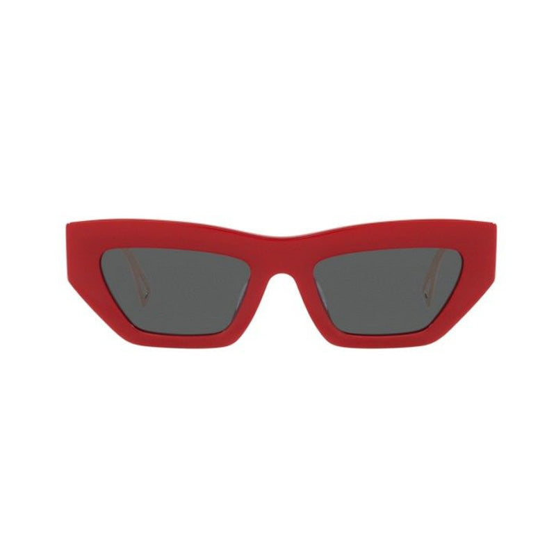 Versace Versace Cat Eye Full Rim, with a Red frame and Dark Grey lens.