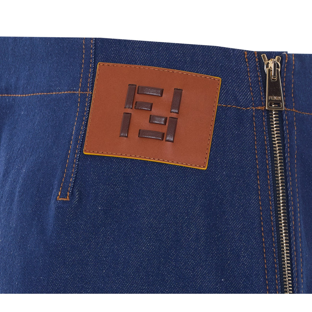 Fendi Women Ff Motif Denim Skirt