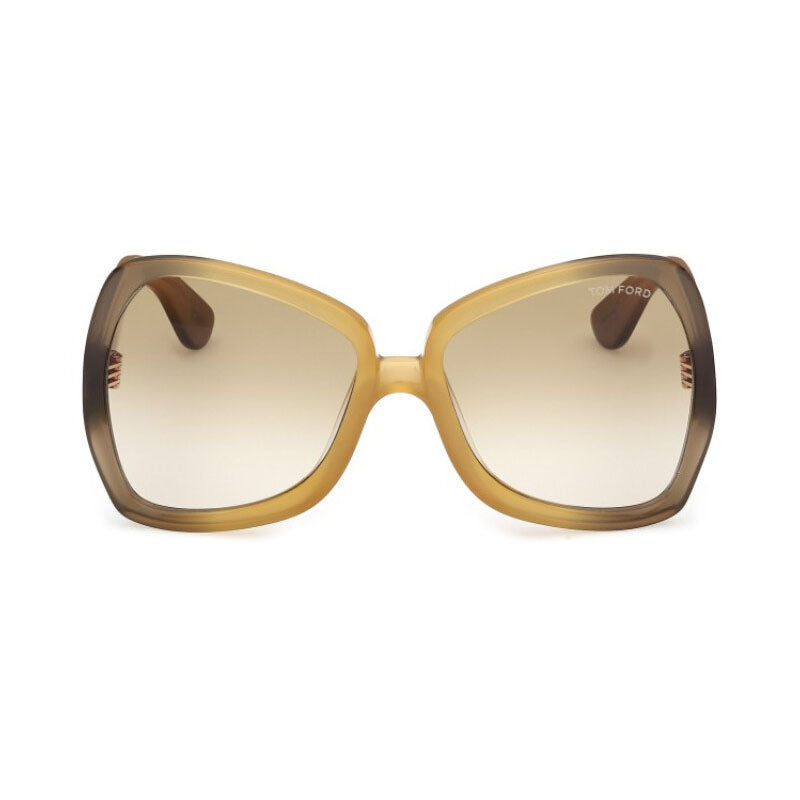 Tom Ford Sunglasses Butterfly Full Rim, Shiny Black Frame and Smoke Gradient Lens FT122201B