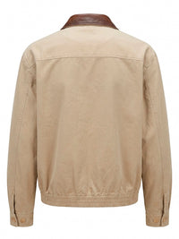 Prada Men Cord Cotton Jacket With Leather Details