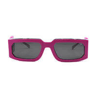 Philipp Plein Sunglasses Rectangle Full Rim, Polished Fuchsia/Silver Frame and Grey Lens SPP119M07BE