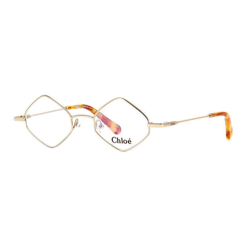 Chloe Eyeglasses Round Full Rim, Medium Gold Frame and Clear Demo Lenses Lens CE2158906