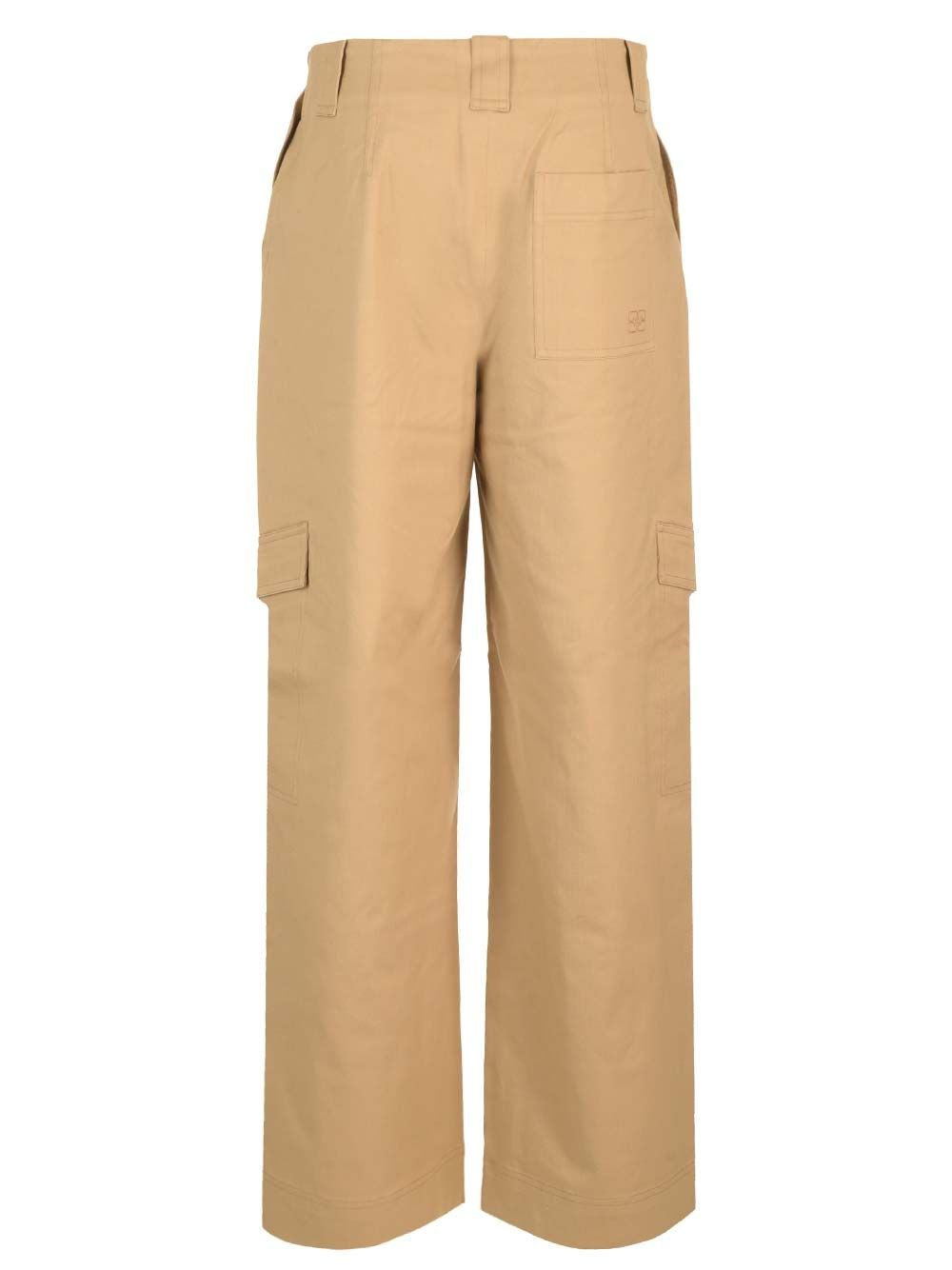 Ganni Women Cotton Canvas Cargo Trousers