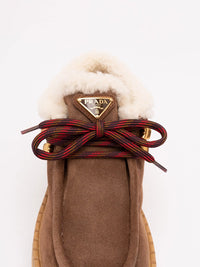 Prada Women Shearling Lined Suede Booties