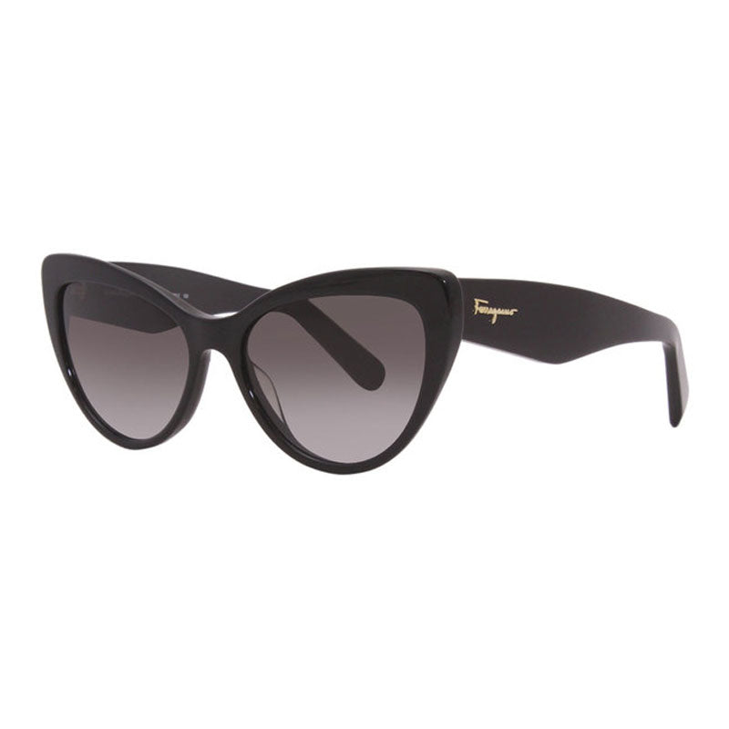 Salvatore Ferragamo Sunglasses Cat Eye Full Rim, Black Frame and Grey Gradient Lens SF930S001