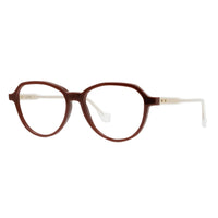 Loewe Eyeglasses Round Full Rim, Brick Frame and Clear Demo Lenses Lens LW50010U068