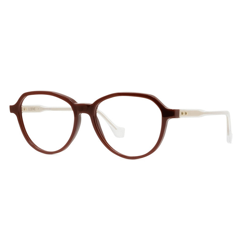 Loewe Eyeglasses Round Full Rim, Brick Frame and Clear Demo Lenses Lens LW50010U068