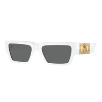 Versace Sunglasses Rectangle Full Rim, White Frame and Dark Grey Lens VE4459314/87