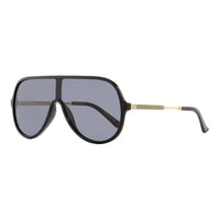 Gucci Sunglasses Shield Full Rim, Shiny Black/Gold Frame and Grey Lens GG0199S001