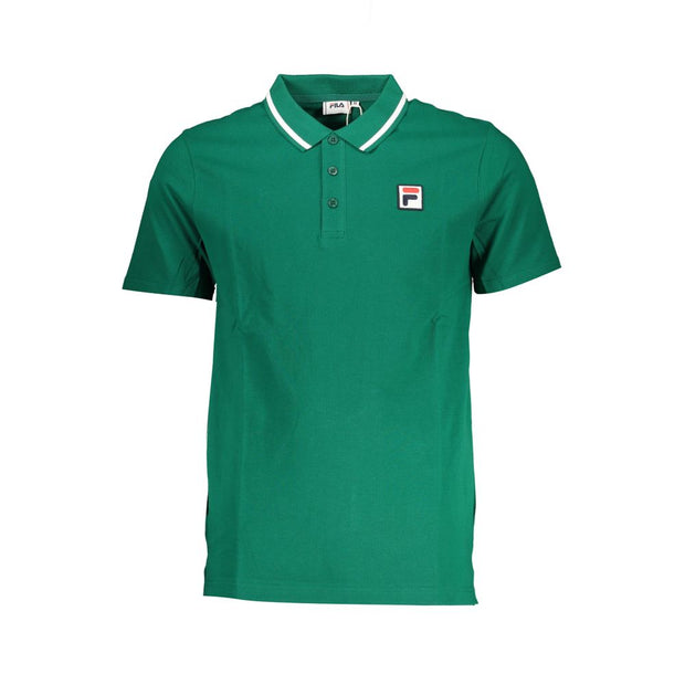 Fila Classic Green Cotton Polo with Contrast Men's Details