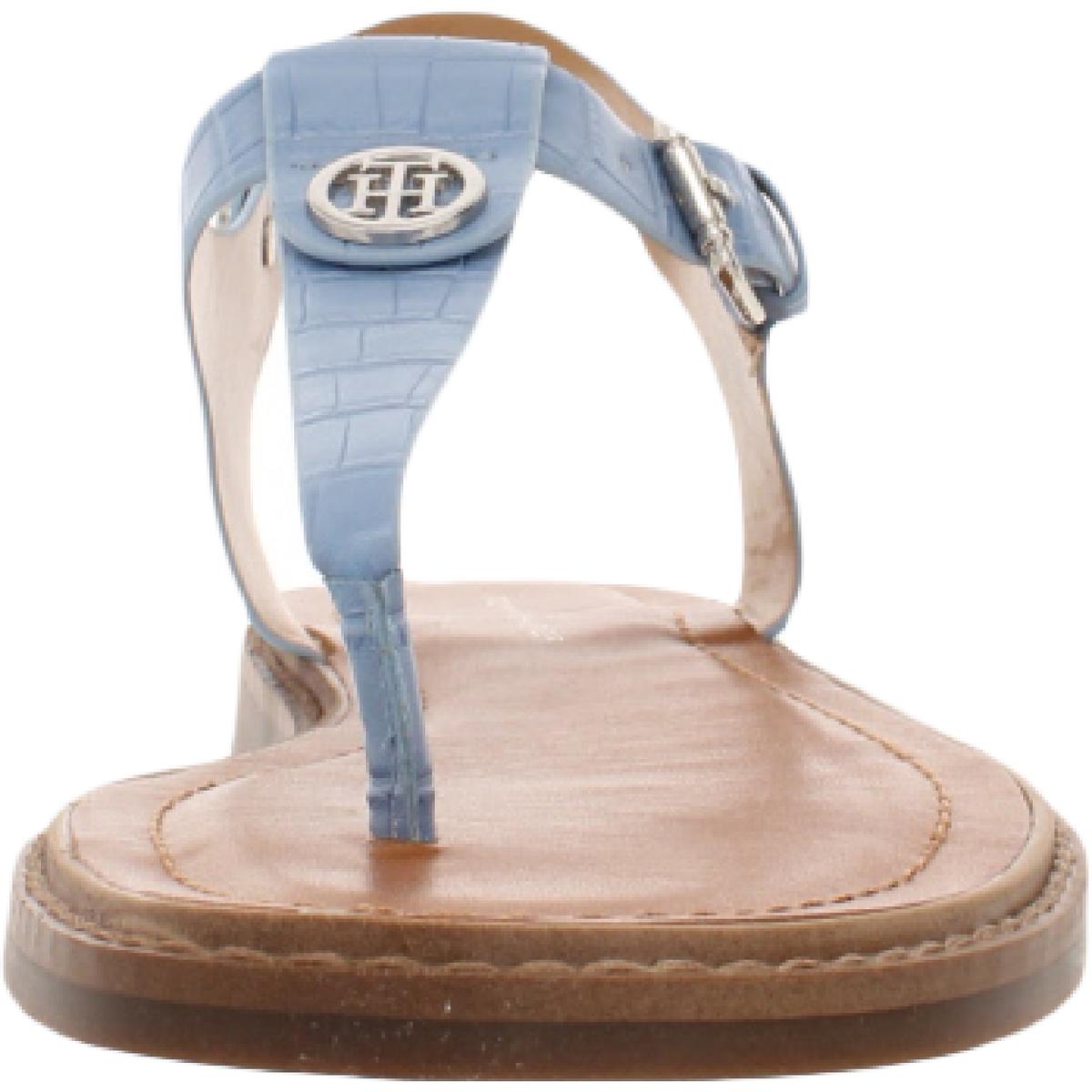 Bennia Womens Embellished Faux Leather Thong Sandals