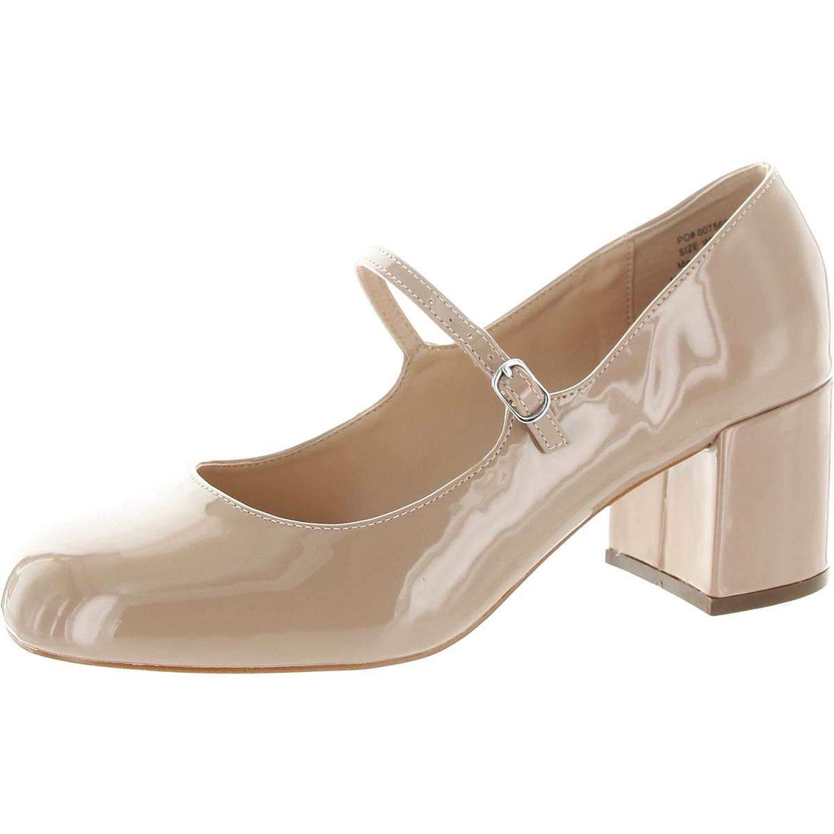 Womens Block Heel Patent Mary Jane Heels