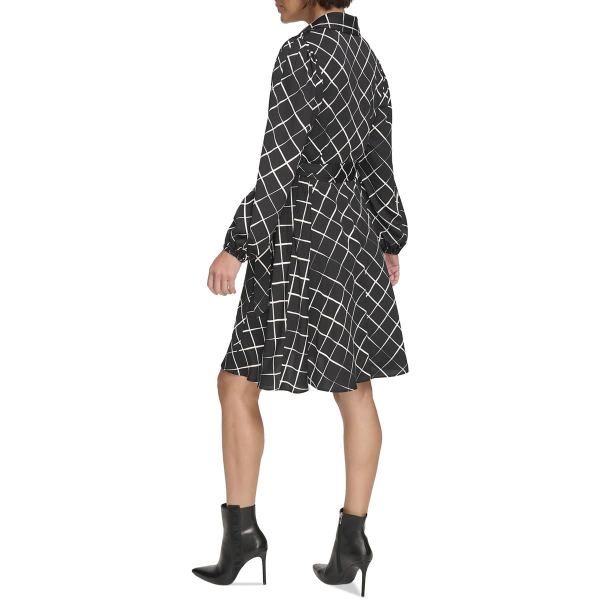 Womens Window Pane Polyester Wear To Work Dress