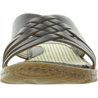 Womens Criss-Cross Leather Slide Sandals