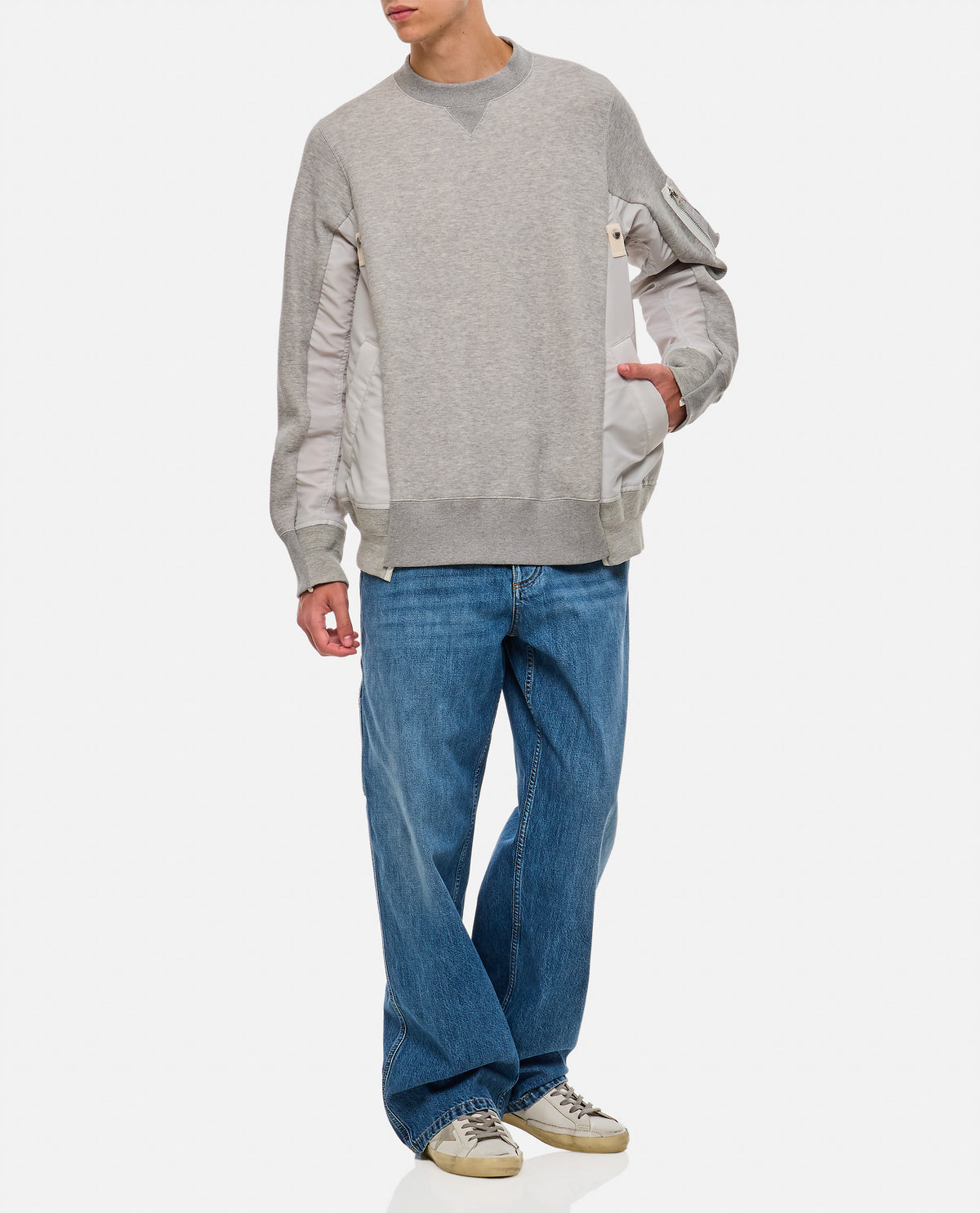 Sacai Men Sponge Sweat X Nylon Twill Pullover