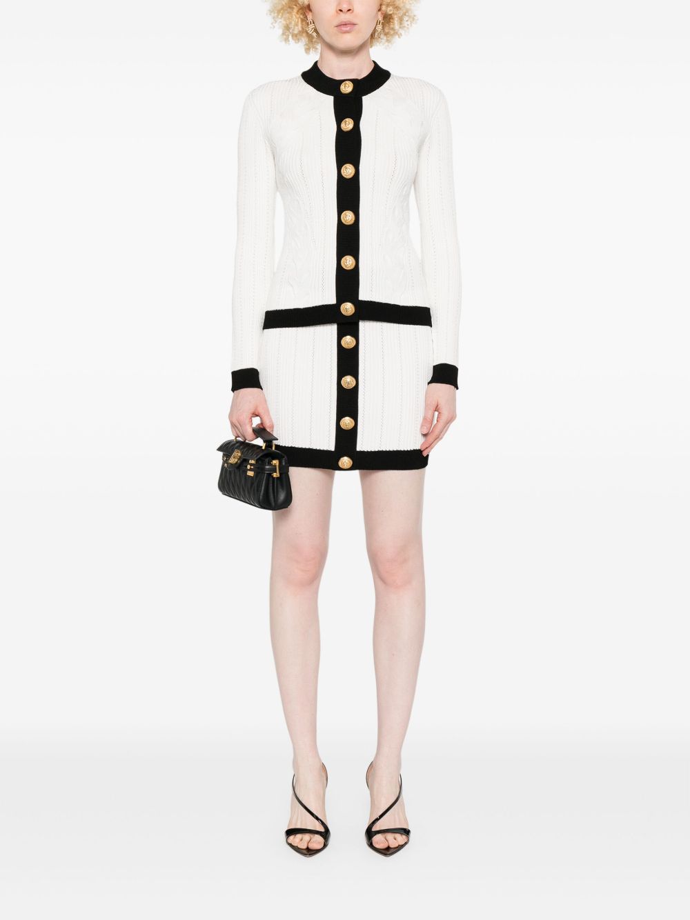 Balmain Women Knitted Buttoned Mini Skirt