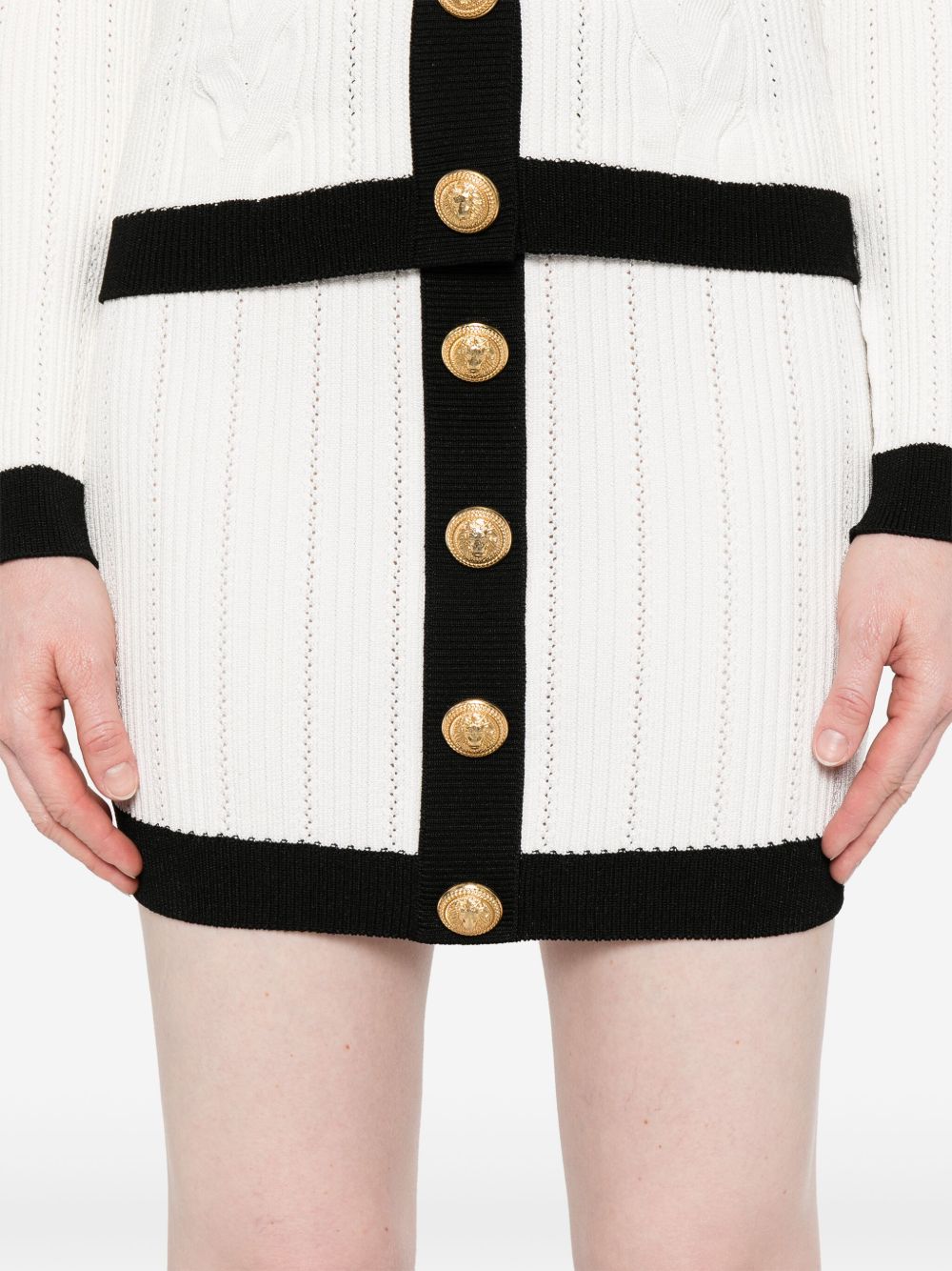 Balmain Women Knitted Buttoned Mini Skirt