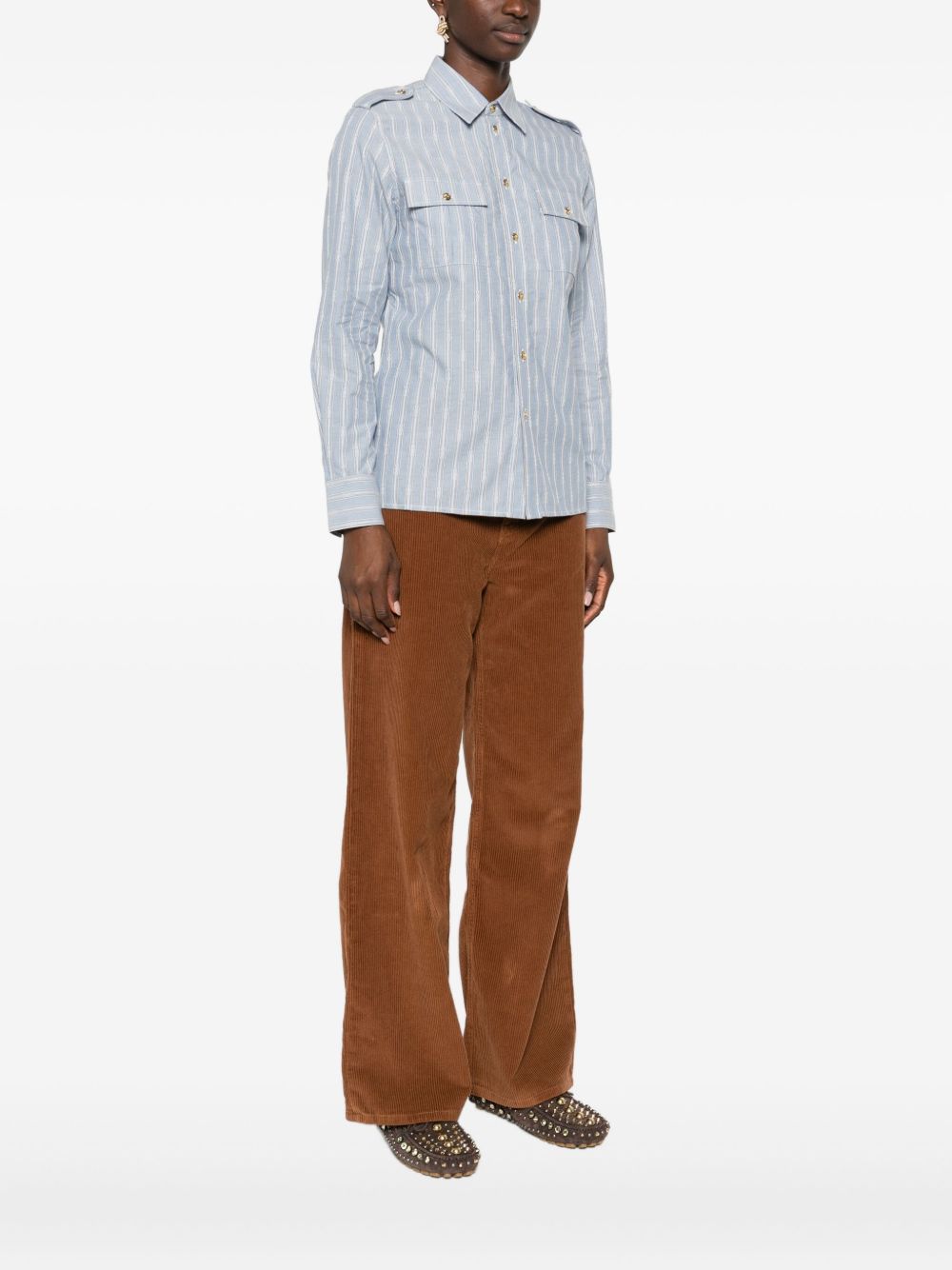 Celine Women Striped Cotton Shirt