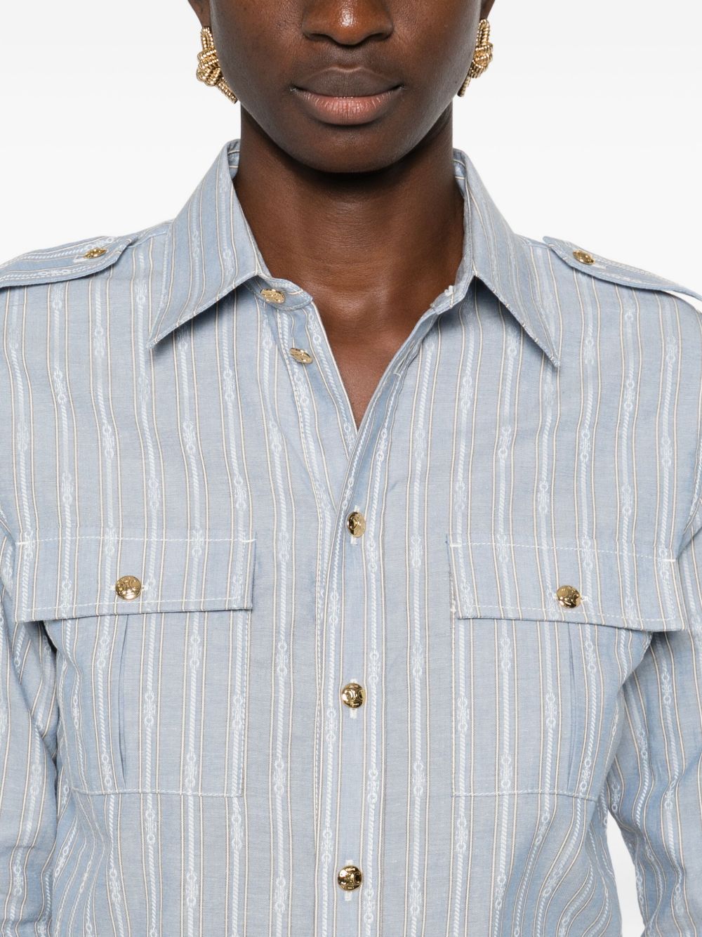 Celine Women Striped Cotton Shirt