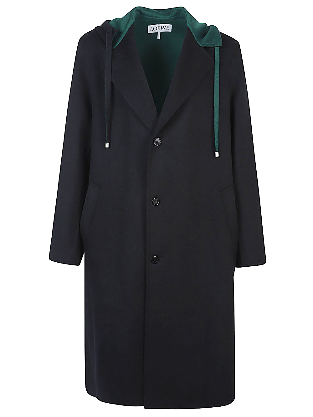 Loewe Men Wool And Cashmere Blend Hooded Coat