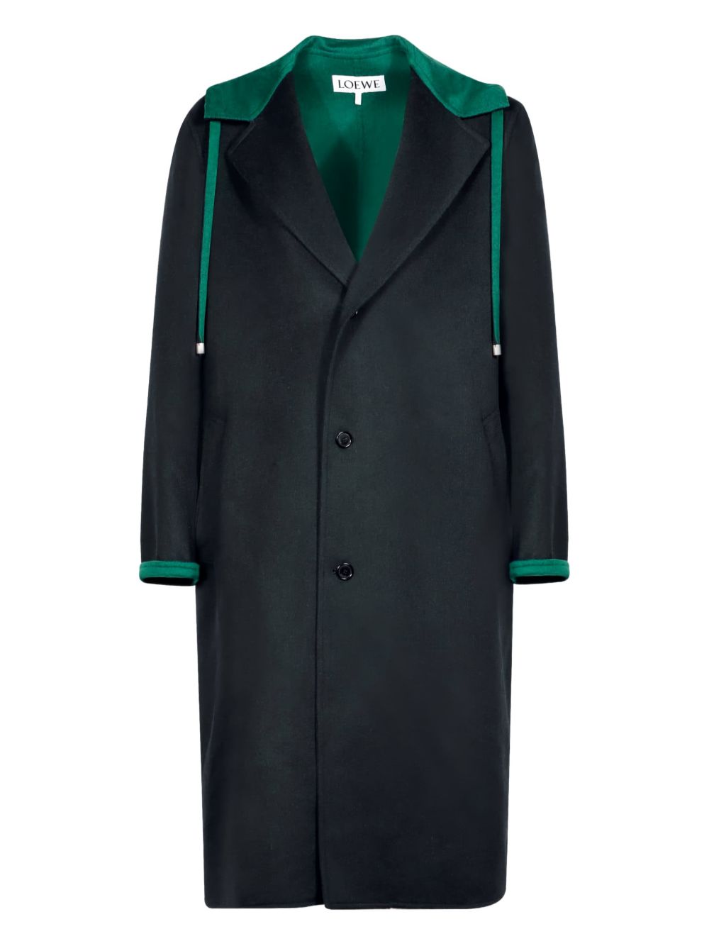 Loewe Men Wool And Cashmere Blend Hooded Coat