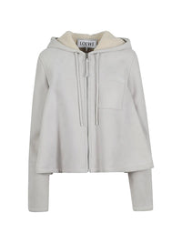 Loewe Women Leather Hooded Jacket