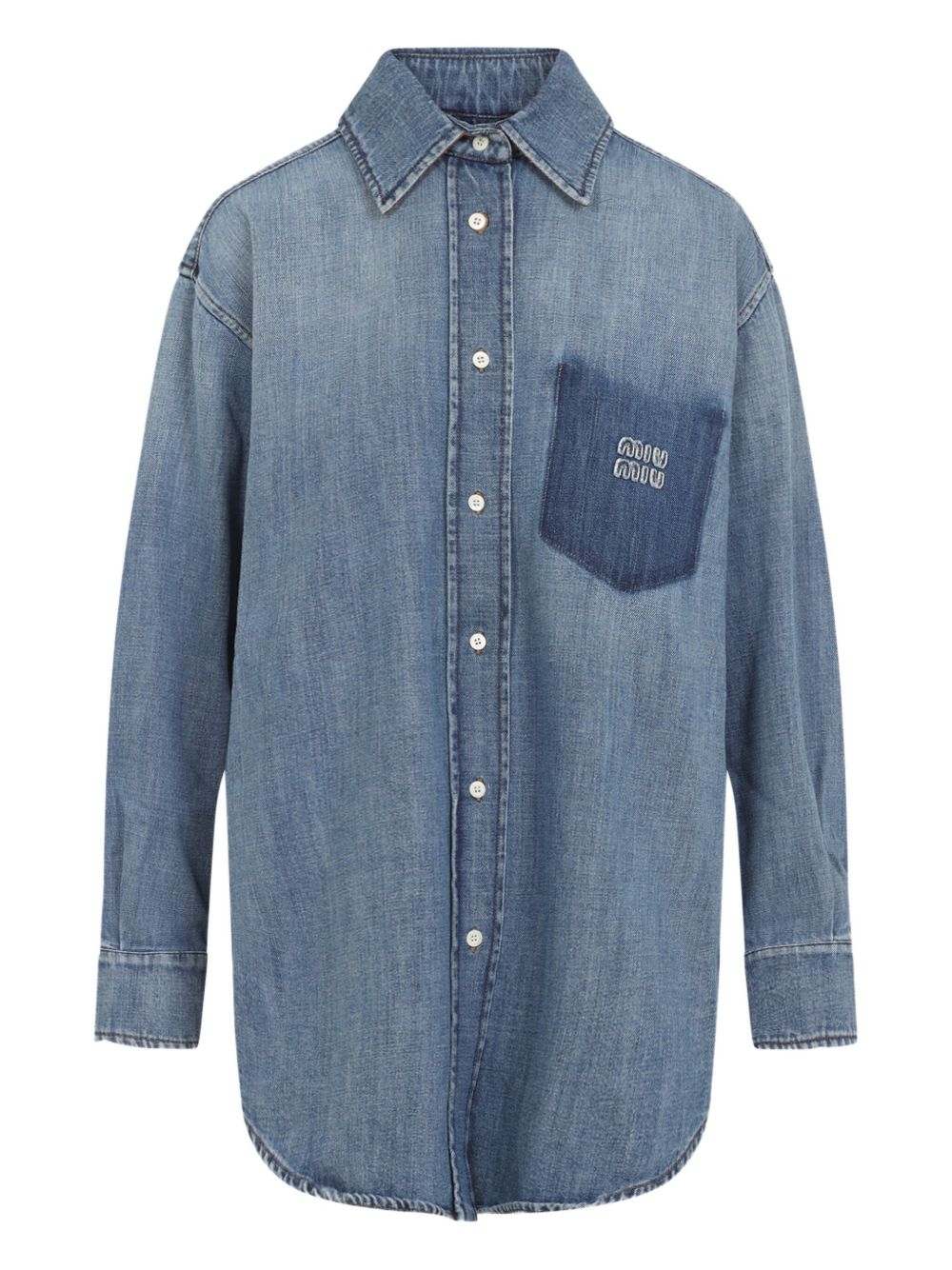 Miu Miu Women Suede And Denim Shirt