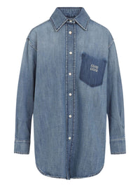 Miu Miu Women Suede And Denim Shirt