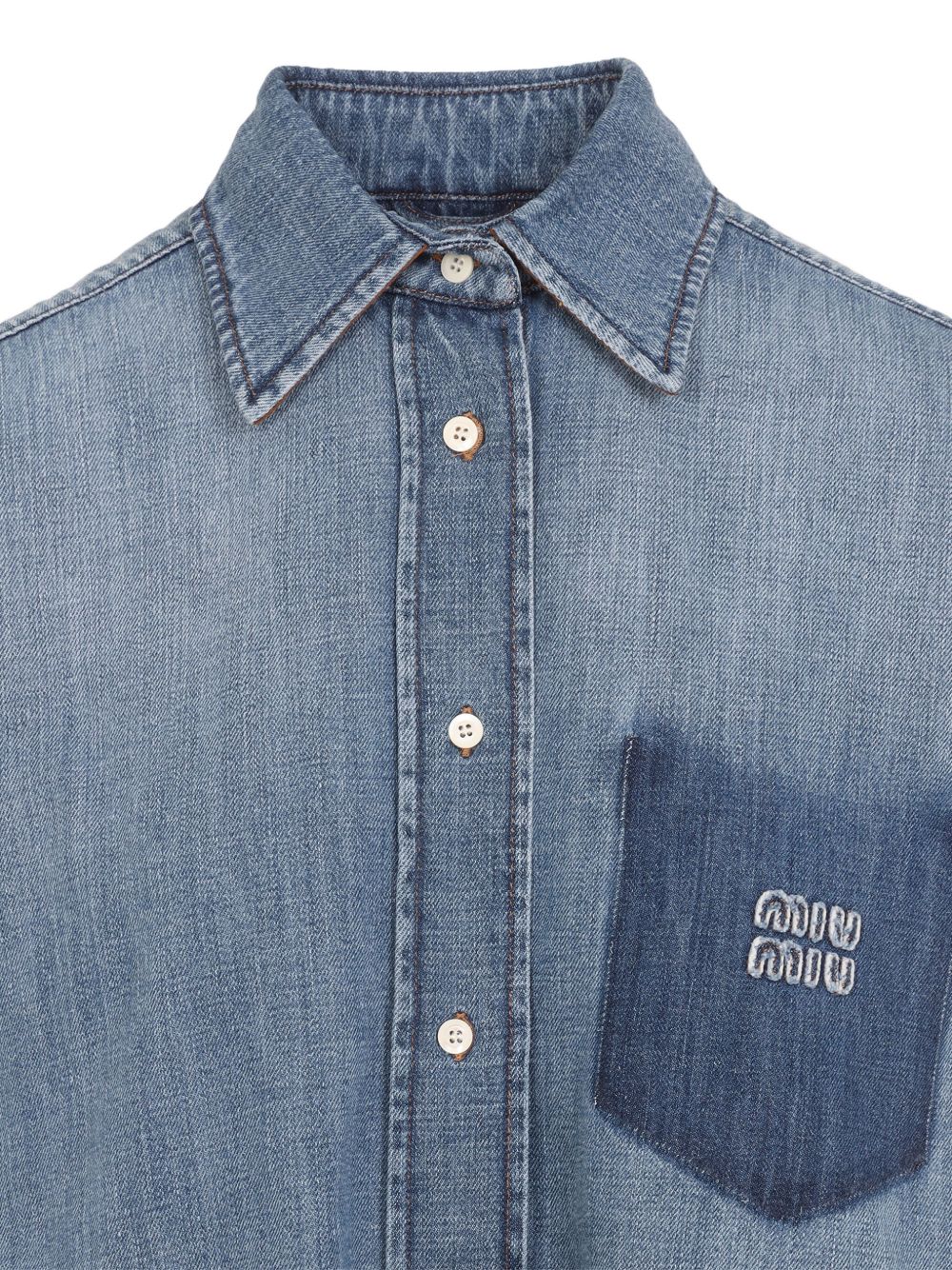 Miu Miu Women Suede And Denim Shirt – Bluefly
