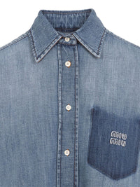 Miu Miu Women Suede And Denim Shirt