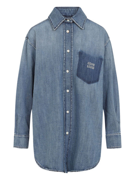 MIU MIU ダークデニム タンクトップ Miu Miu Women Suede And Denim Shirt – Bluefly