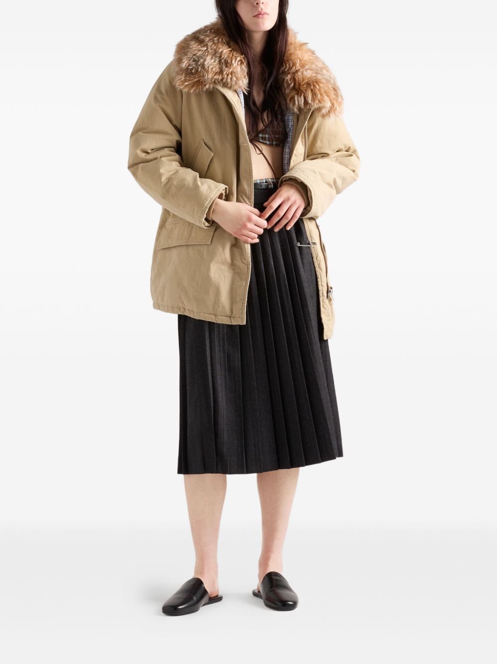 Prada Women Flannel Pleated Skirt