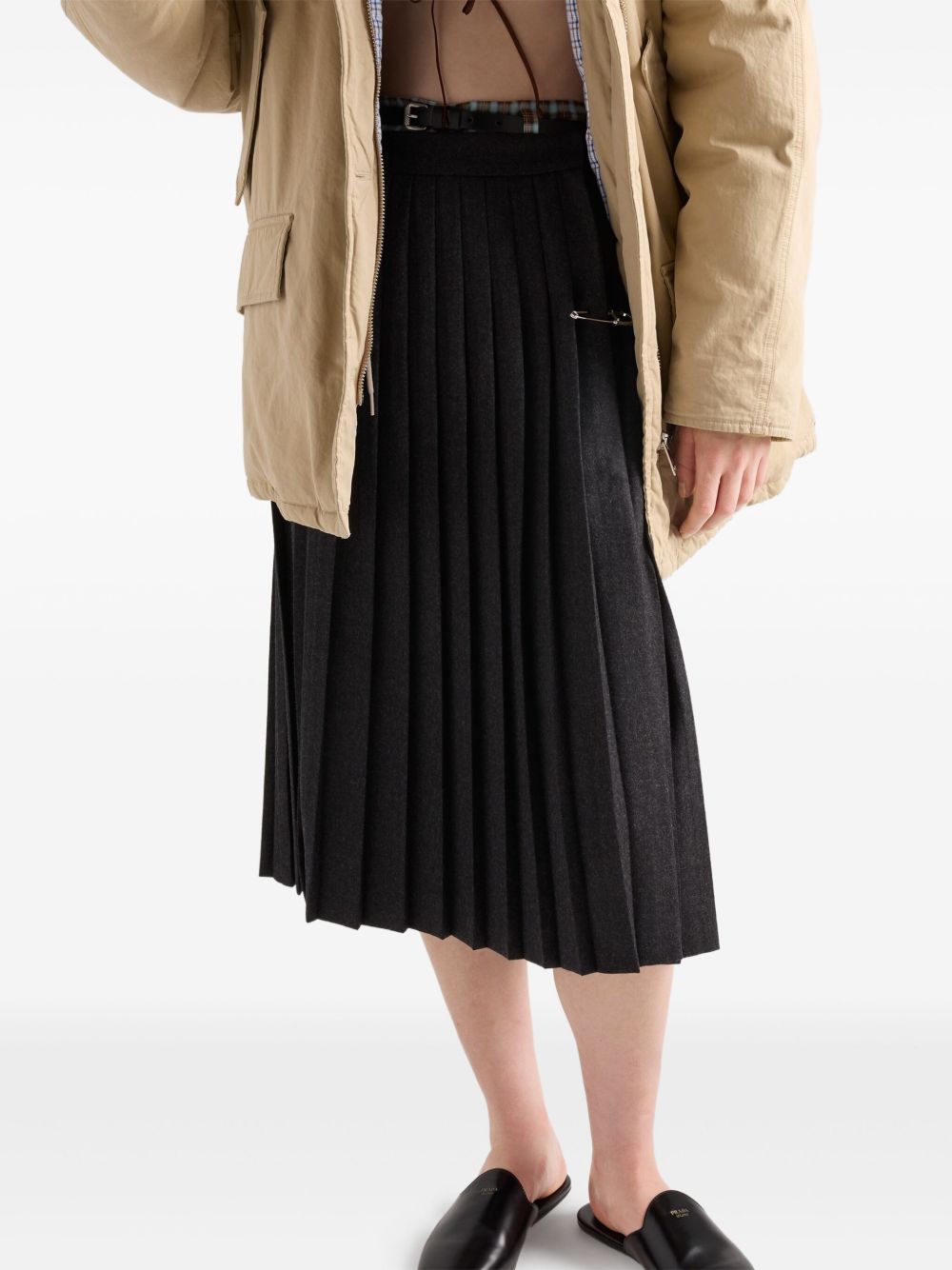 Prada Women Flannel Pleated Skirt