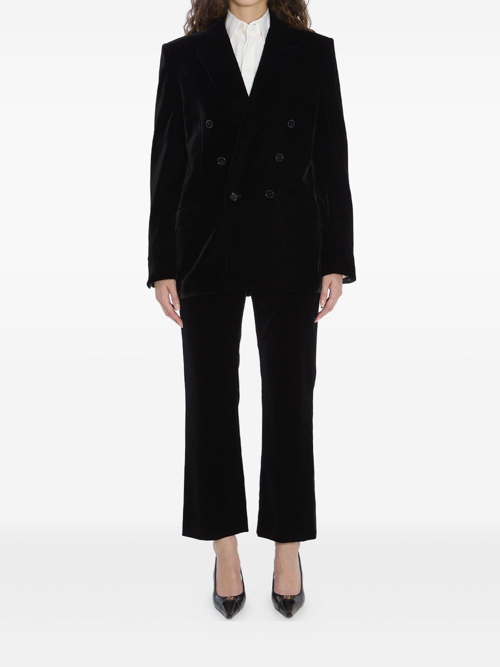 Saint Laurent Women Velvet Doulbe-Breasted Jacket