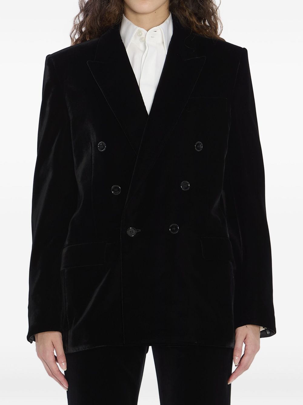 Saint Laurent Women Velvet Doulbe-Breasted Jacket