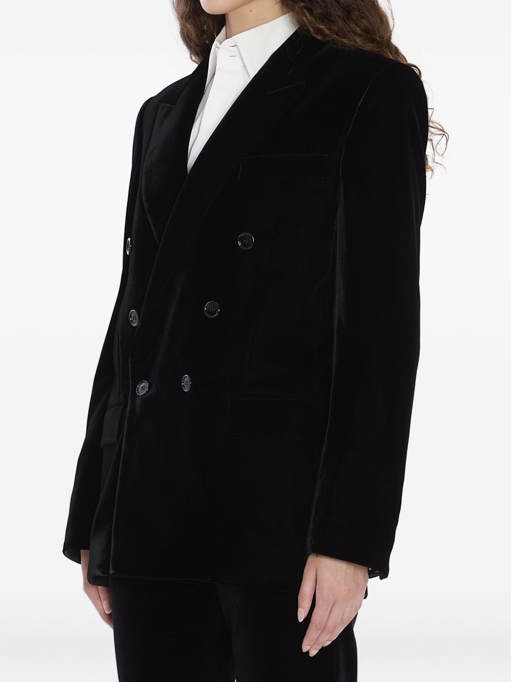 Saint Laurent Women Velvet Doulbe-Breasted Jacket
