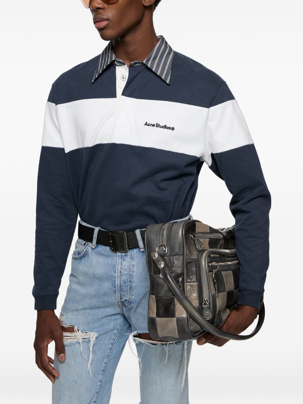 Acne Studios Men Logo Cotton Polo Shirt