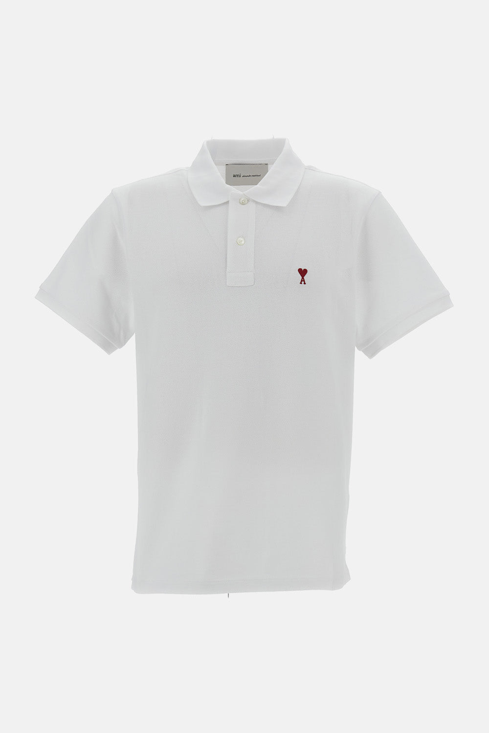 Ami Paris Men Polo With Red Ami De Coeur