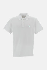 Ami Paris Men Polo With Red Ami De Coeur