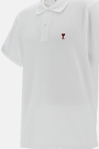 Ami Paris Men Polo With Red Ami De Coeur