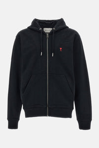 Ami Paris Ami Paris Men Zipped Hoodie With Red Ami De Coeur