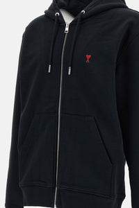 Ami Paris Ami Paris Men Zipped Hoodie With Red Ami De Coeur