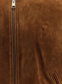 Ami Paris Men Suede Leather Zipped Jacket