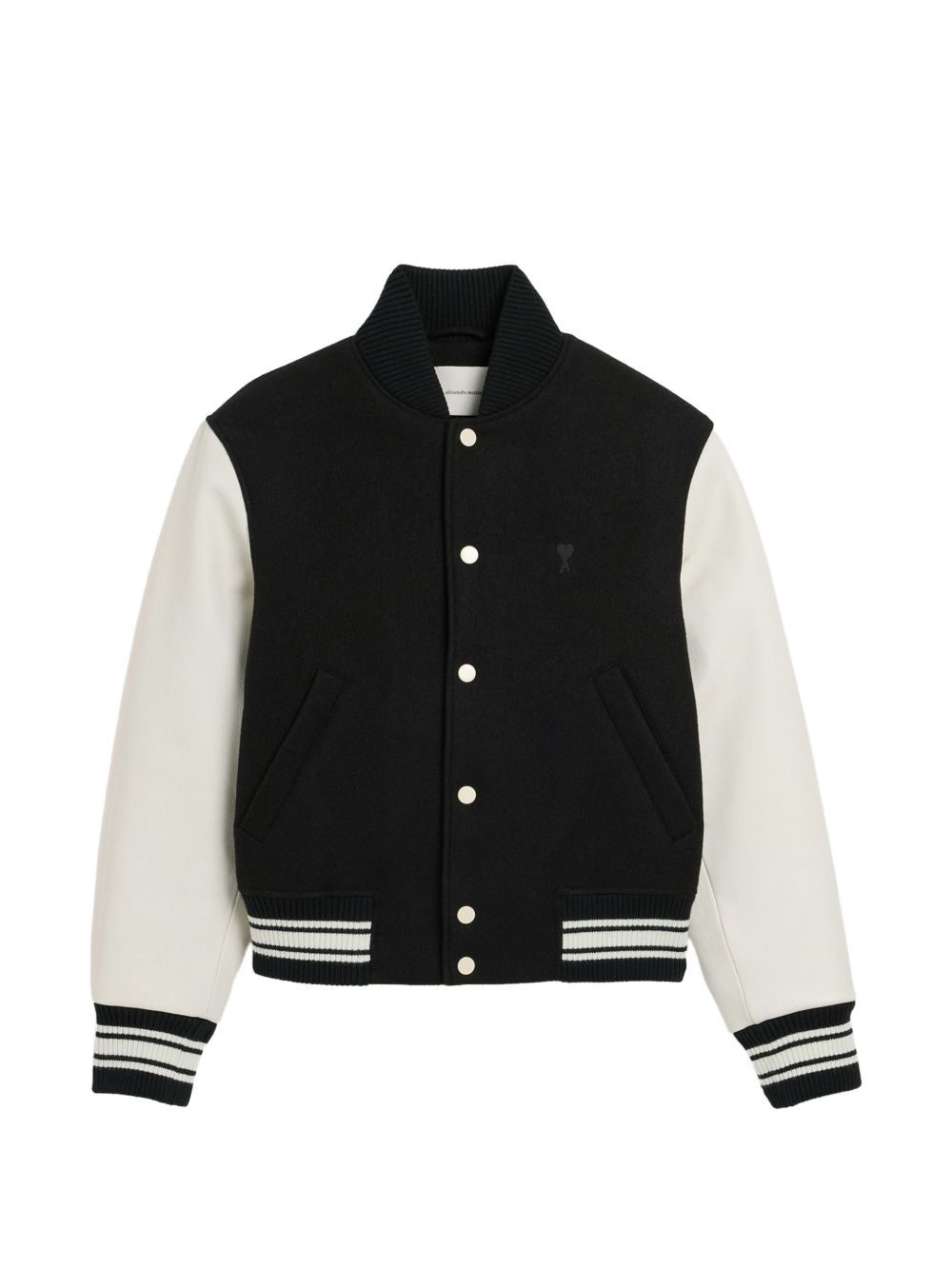 Ami Paris Men Wool And Leather Bomber Jacket