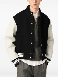 Ami Paris Men Wool And Leather Bomber Jacket