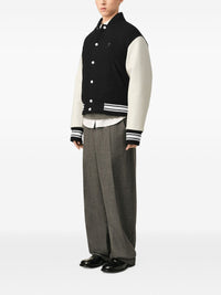 Ami Paris Men Wool And Leather Bomber Jacket