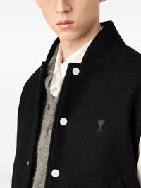 Ami Paris Men Wool And Leather Bomber Jacket